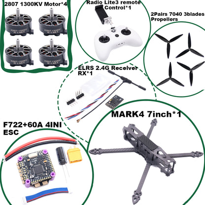 B-CUBE MARK4 V2 7inch F722 Flight Control 45/60A 4INI ESC rack drone FPV carbon fiber PV Racing Drone Quadcopter Freestyle