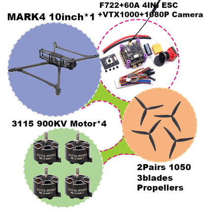 B-CUBE MARK4 V2 8/9/10inch F722 Flight Control 45/60A 4INI ESC rack drone FPV carbon fiber PV Racing Drone Quadcopter Freestyle