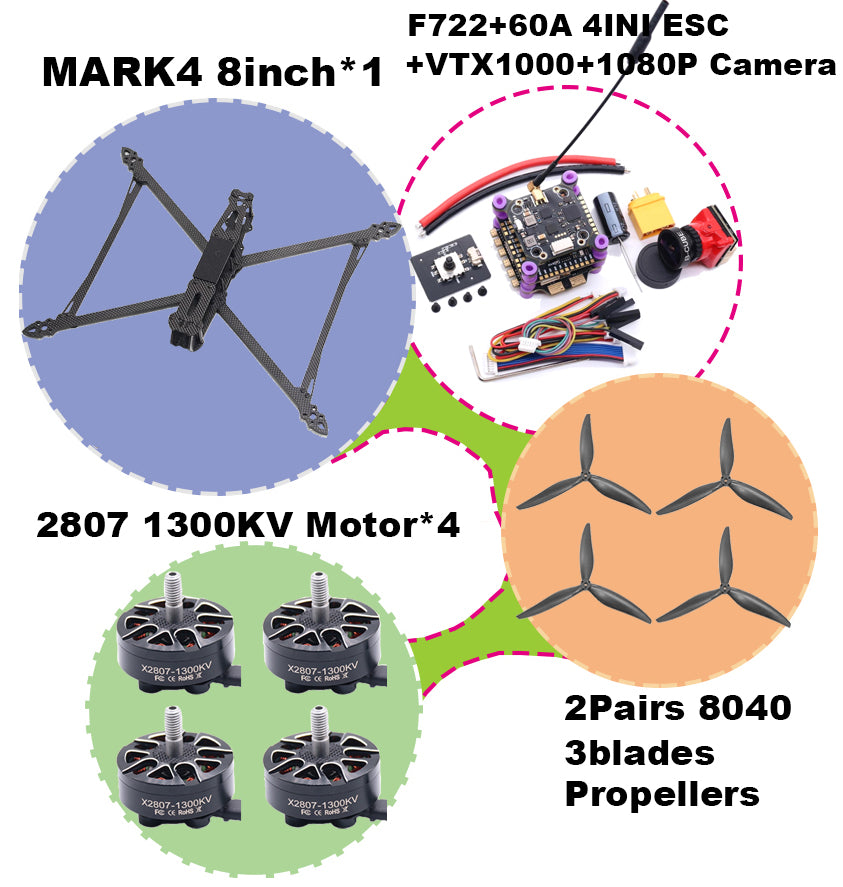 B-CUBE MARK4 V2 8/9/10inch F722 Flight Control 45/60A 4INI ESC rack drone FPV carbon fiber PV Racing Drone Quadcopter Freestyle