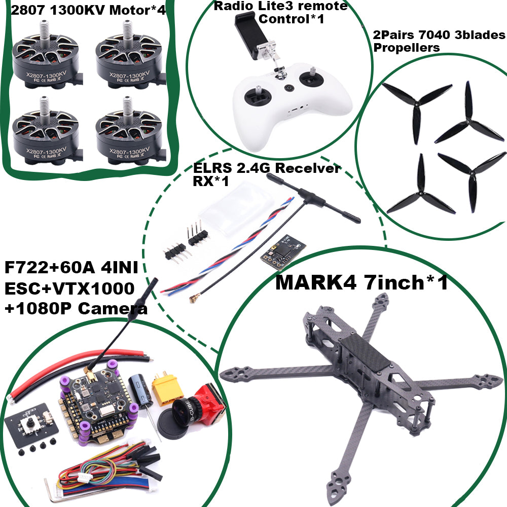 B-CUBE MARK4 V2 7inch F722 Flight Control 45/60A 4INI ESC rack drone FPV carbon fiber PV Racing Drone Quadcopter Freestyle