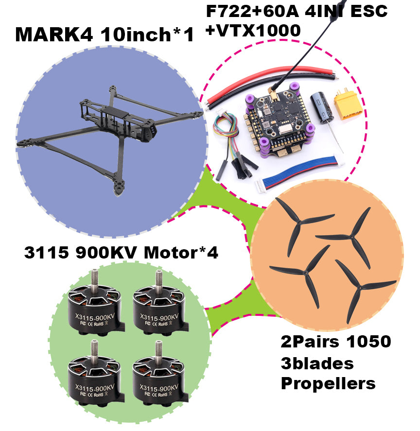 B-CUBE MARK4 V2 8/9/10inch F722 Flight Control 45/60A 4INI ESC rack drone FPV carbon fiber PV Racing Drone Quadcopter Freestyle