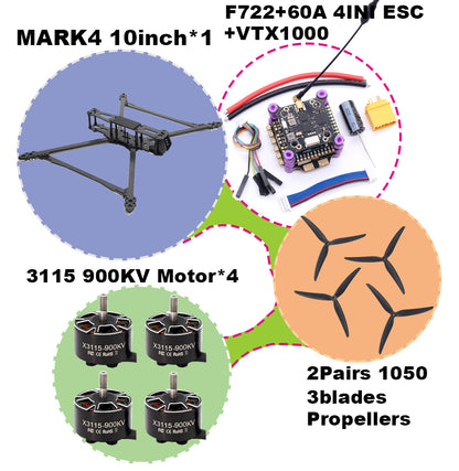 B-CUBE MARK4 V2 8/9/10inch F722 Flight Control 45/60A 4INI ESC rack drone FPV carbon fiber PV Racing Drone Quadcopter Freestyle
