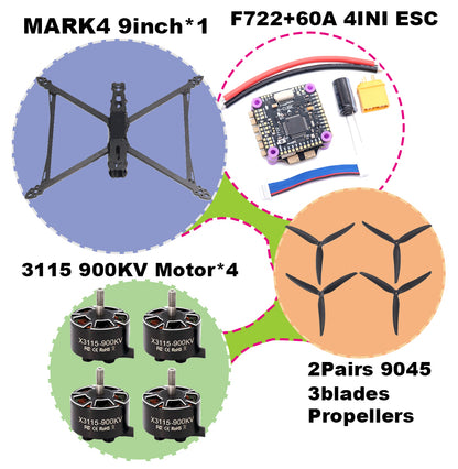 B-CUBE MARK4 V2 8/9/10inch F722 Flight Control 45/60A 4INI ESC rack drone FPV carbon fiber PV Racing Drone Quadcopter Freestyle
