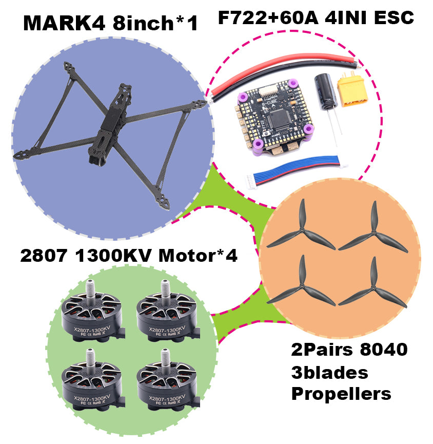 B-CUBE MARK4 V2 8/9/10inch F722 Flight Control 45/60A 4INI ESC rack drone FPV carbon fiber PV Racing Drone Quadcopter Freestyle