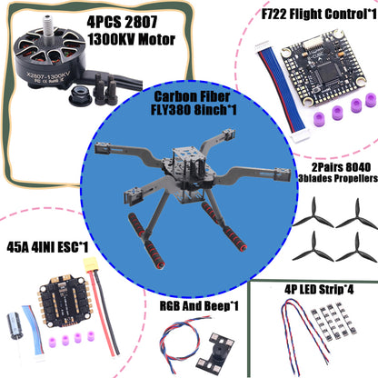 B-CUBE Open Source New Smart Drone FLY350 380MM F722 Quadrotor Rack RC Multicopter Multi-Rotor With Landing Gear Betaflight