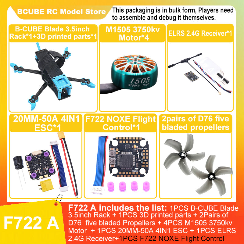 B-CUBE Blade 3.5inch FPV Drone Frame Kit Carbon Fiber Racing Drone Quadcopter INAV Beatflight F722 Ardupilot Flight Control