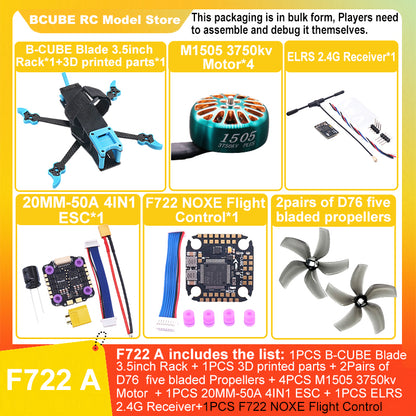 B-CUBE Blade 3.5inch FPV Drone Frame Kit Carbon Fiber Racing Drone Quadcopter INAV Beatflight F722 Ardupilot Flight Control
