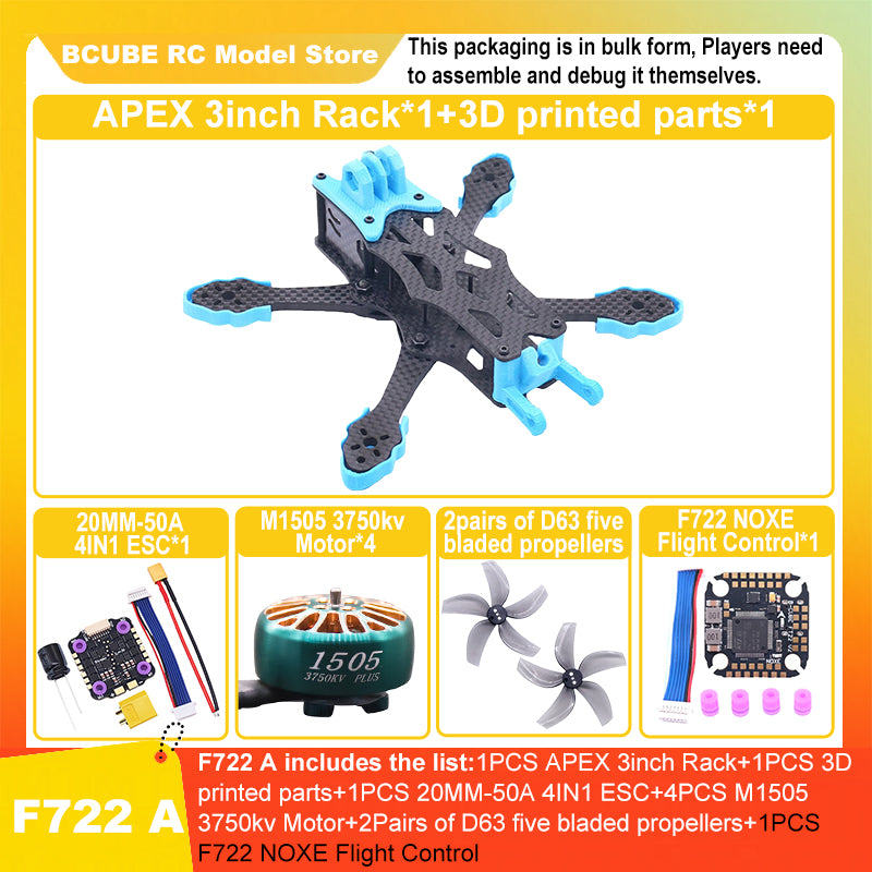 B-CUBE APEX 3inch FPV Drone Frame Kit Carbon Fiber Racing Drone Quadcopter INAV Beatflight F722 F745 Ardupilot Flight Control