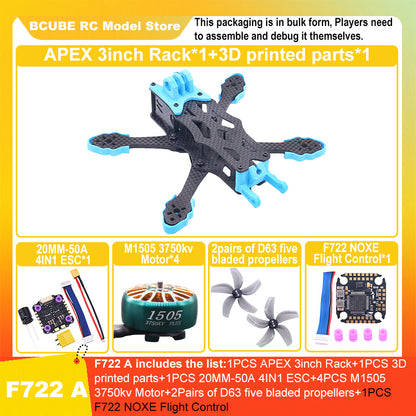 B-CUBE APEX 3inch FPV Drone Frame Kit Carbon Fiber Racing Drone Quadcopter INAV Beatflight F722 F745 Ardupilot Flight Control
