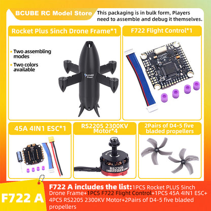 B-CUBE Rocket PLUS 5inch FPV Drone Frame Kit Carbon Fiber Racing Quadcopter Freestyle INAV Beatflight F722 Ardupilot Flight Control