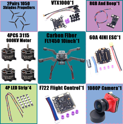 B-CUBE Open Source New Smart Drone FLY450 450MM F722 Quadrotor Rack RC Multicopter Multi-Rotor With Landing Gear Betaflight