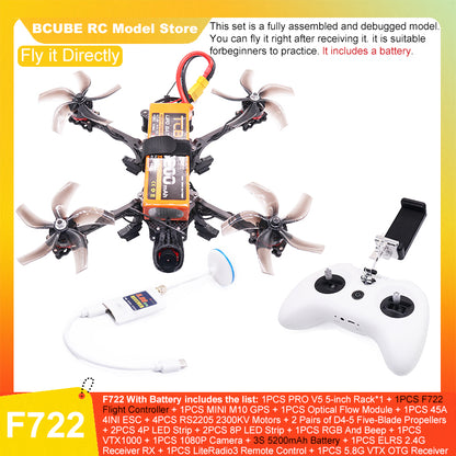 B-CUBE PRO V5 5inch FPV Drone Frame Kit Carbon Fiber Racing Quadcopter Optical Flow M10 GPS INAV Beatflight H743 Flight Control
