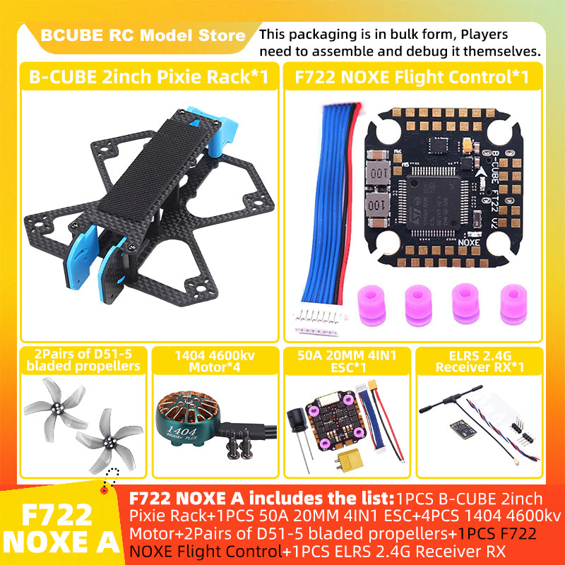 B-CUBE 2inch Pixie FPV Drone Frame Kit Carbon Fiber Racing Drone Quadcopter INAV Beatflight F722 NOXE Ardupilot Flight Control