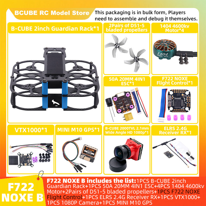 B-CUBE 2inch Guardian FPV Drone Frame Kit Carbon Fiber Racing Drone Quadcopter INAV Beatflight F722 NOXE Ardupilot Flight Control