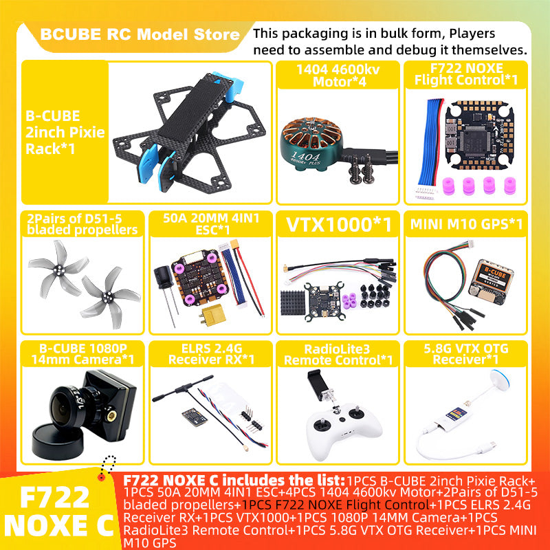 B-CUBE 2inch Pixie FPV Drone Frame Kit Carbon Fiber Racing Drone Quadcopter INAV Beatflight F722 NOXE Ardupilot Flight Control