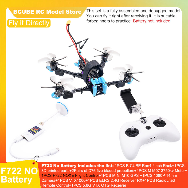 B-CUBE Ran4 4inch FPV Drone Frame Kit Carbon Fiber Racing Drone Quadcopter INAV Beatflight F722 F745 Ardupilot Flight Control