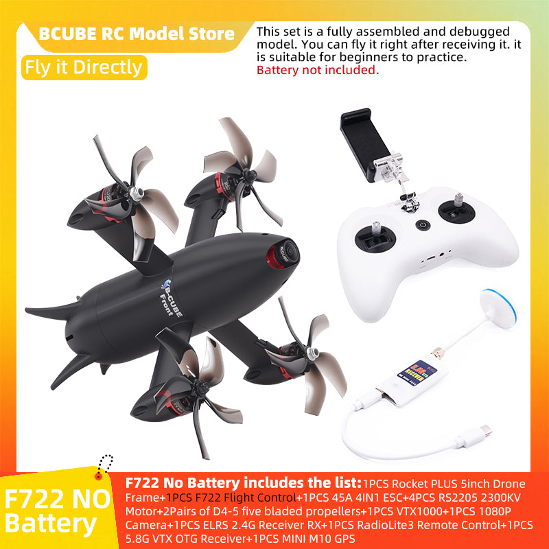 B-CUBE Rocket PLUS 5inch FPV Drone Frame Kit Carbon Fiber Racing Quadcopter Freestyle INAV Beatflight F722 Ardupilot Flight Control