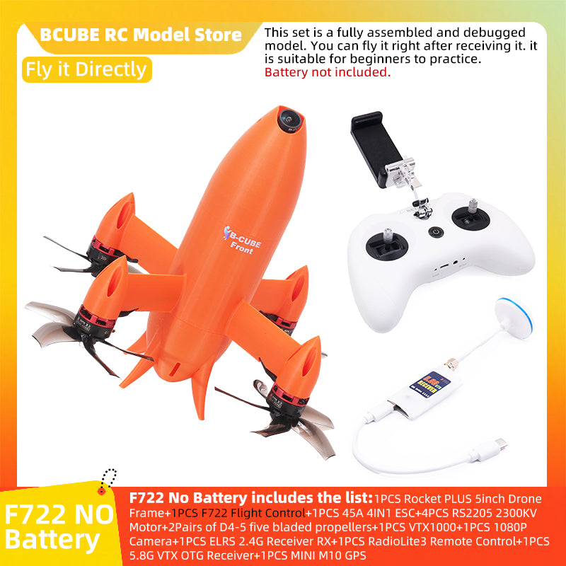 B-CUBE Rocket PLUS 5inch FPV Drone Frame Kit Carbon Fiber Racing Quadcopter Freestyle INAV Beatflight F722 Ardupilot Flight Control