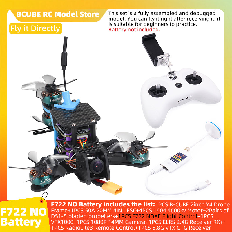 B-CUBE 2inch Y4 FPV Drone Frame Kit Carbon Fiber Racing Drone Quadcopter INAV Beatflight F722 NOXE Ardupilot Flight Control