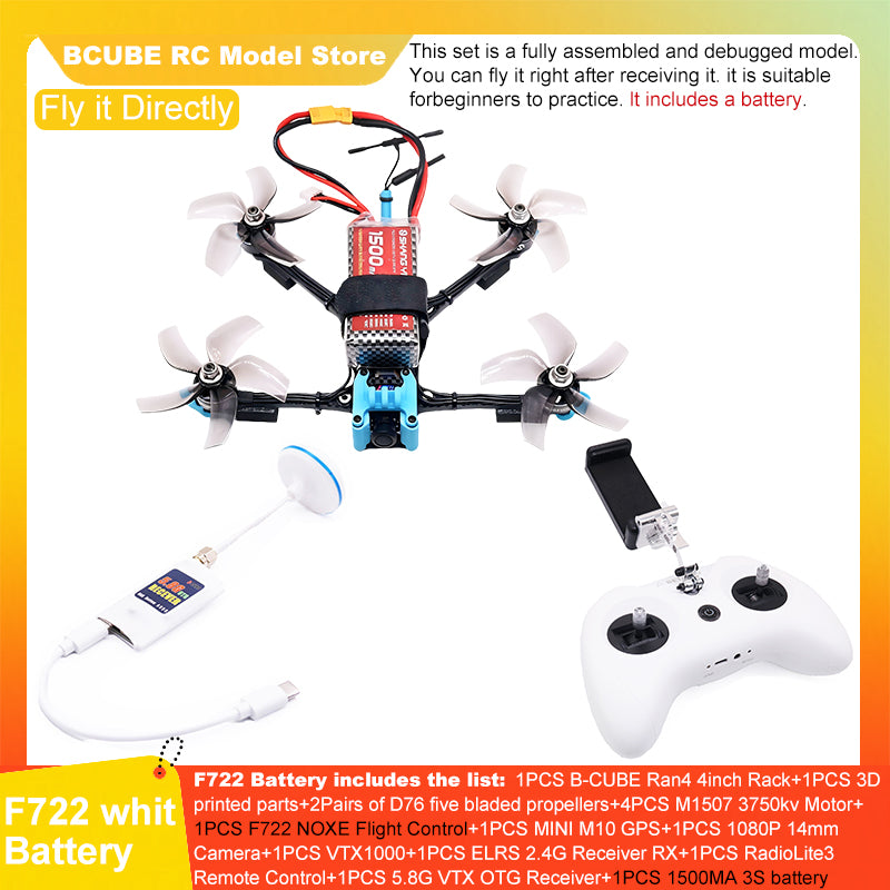 B-CUBE Ran4 4inch FPV Drone Frame Kit Carbon Fiber Racing Drone Quadcopter INAV Beatflight F722 F745 Ardupilot Flight Control