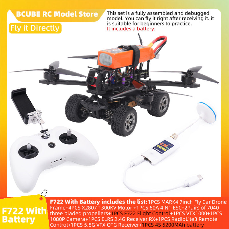 B-CUBE 7inch Flying Car FPV Drone Frame Kit Carbon Fiber Racing Quadcopter BF INAV F4 F722 F745 H743 Flight Control