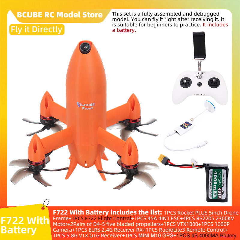 B-CUBE Rocket PLUS 5inch FPV Drone Frame Kit Carbon Fiber Racing Quadcopter Freestyle INAV Beatflight F722 Ardupilot Flight Control