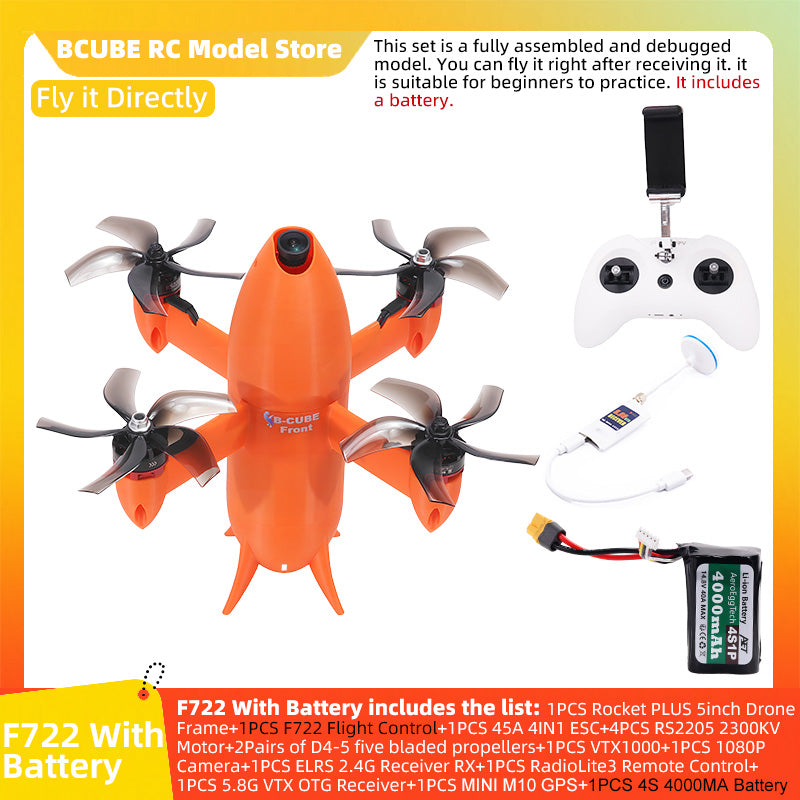 B-CUBE Rocket PLUS 5inch FPV Drone Frame Kit Carbon Fiber Racing Quadcopter Freestyle INAV Beatflight F722 Ardupilot Flight Control