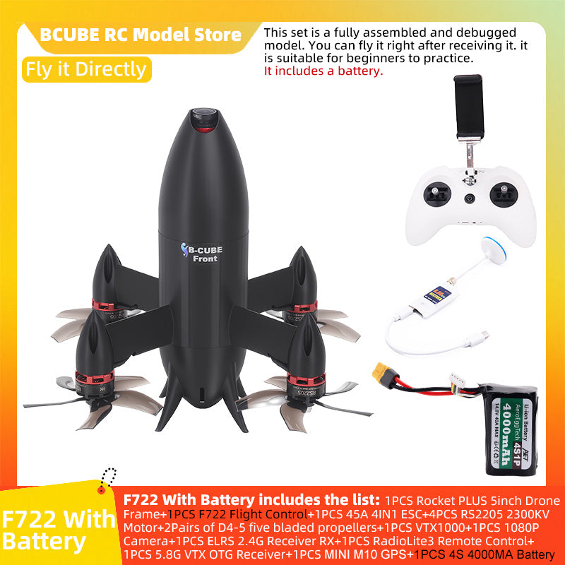 B-CUBE Rocket PLUS 5inch FPV Drone Frame Kit Carbon Fiber Racing Quadcopter Freestyle INAV Beatflight F722 Ardupilot Flight Control