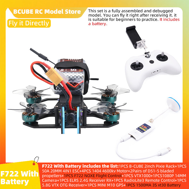 B-CUBE 2inch Pixie FPV Drone Frame Kit Carbon Fiber Racing Drone Quadcopter INAV Beatflight F722 NOXE Ardupilot Flight Control