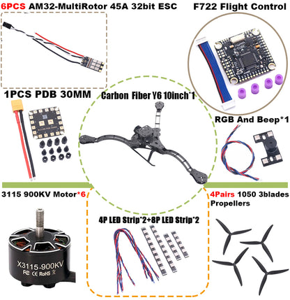 B-CUBE Y6 carbon fiber three-axis frame f450 crossing three-axis frame three-axis drone frame F722 INAV BF