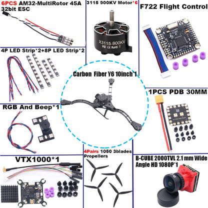 B-CUBE Y6 carbon fiber three-axis frame f450 crossing three-axis frame three-axis drone frame F722 INAV BF