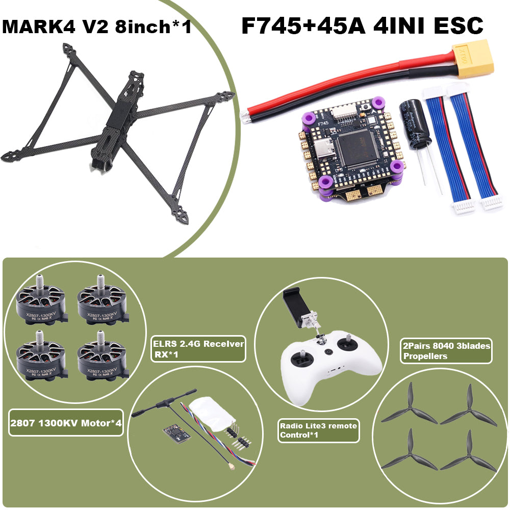 B-CUBE MARK4 V2 8/9/10inch F745 V2 Flight Control 45/60A 4INI ESC rack drone FPV carbon fiber PV Racing Drone Quadcopter Freestyle