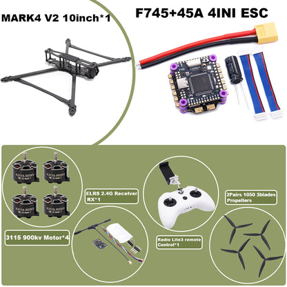 B-CUBE MARK4 V2 8/9/10inch F745 V2 Flight Control 45/60A 4INI ESC rack drone FPV carbon fiber PV Racing Drone Quadcopter Freestyle