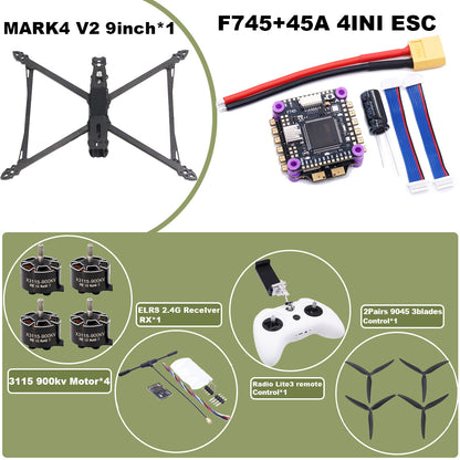 B-CUBE MARK4 V2 8/9/10inch F745 V2 Flight Control 45/60A 4INI ESC rack drone FPV carbon fiber PV Racing Drone Quadcopter Freestyle