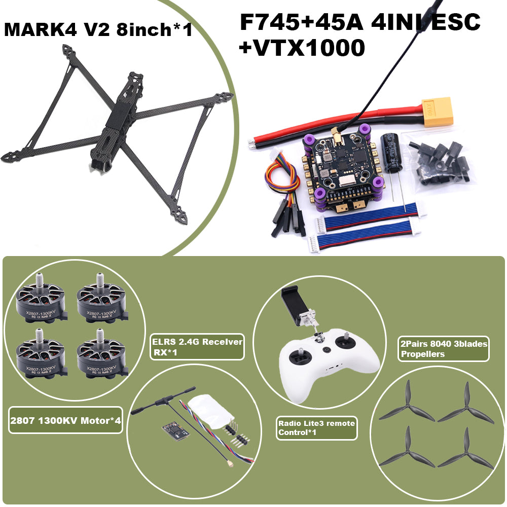 B-CUBE MARK4 V2 8/9/10inch F745 V2 Flight Control 45/60A 4INI ESC rack drone FPV carbon fiber PV Racing Drone Quadcopter Freestyle