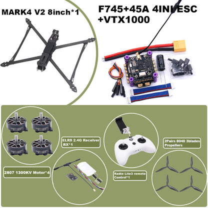 B-CUBE MARK4 V2 8/9/10inch F745 V2 Flight Control 45/60A 4INI ESC rack drone FPV carbon fiber PV Racing Drone Quadcopter Freestyle