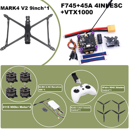 B-CUBE MARK4 V2 8/9/10inch F745 V2 Flight Control 45/60A 4INI ESC rack drone FPV carbon fiber PV Racing Drone Quadcopter Freestyle