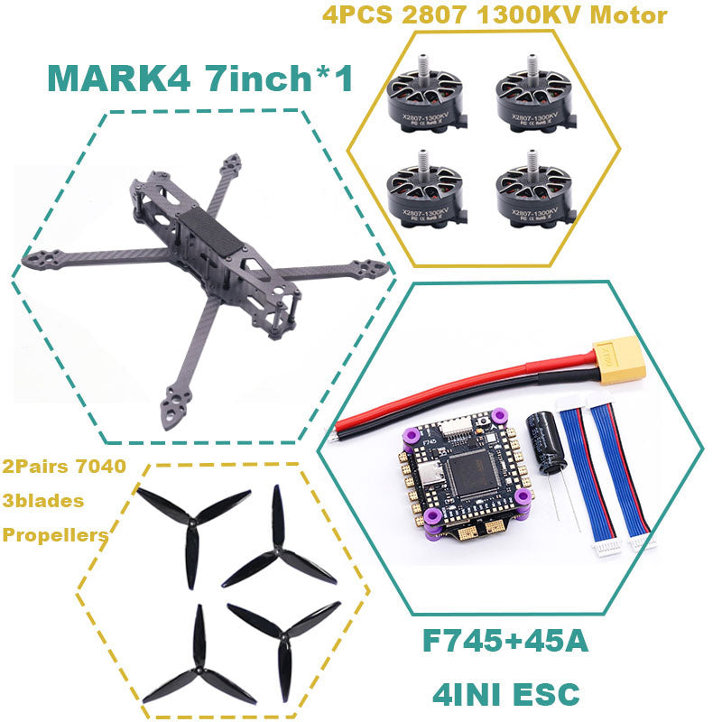 B-CUBE MARK4 7inch F745 V2 Flight Control 45/60A 4INI ESC rack drone FPV carbon fiber PV Racing Drone Quadcopter Freestyle