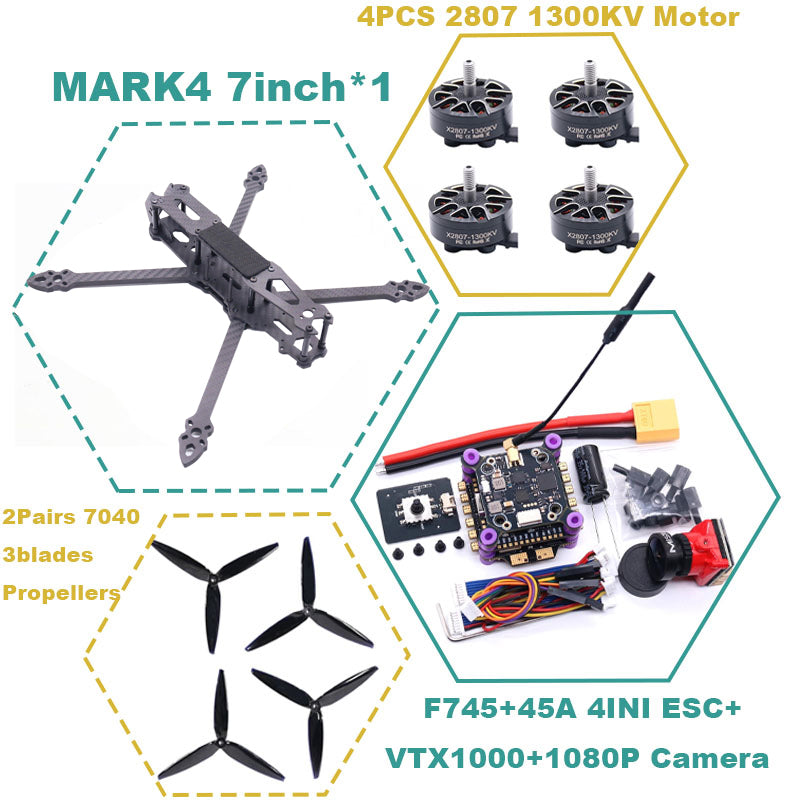 B-CUBE MARK4 7inch F745 V2 Flight Control 45/60A 4INI ESC rack drone FPV carbon fiber PV Racing Drone Quadcopter Freestyle