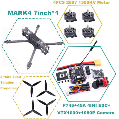 B-CUBE MARK4 7inch F745 V2 Flight Control 45/60A 4INI ESC rack drone FPV carbon fiber PV Racing Drone Quadcopter Freestyle