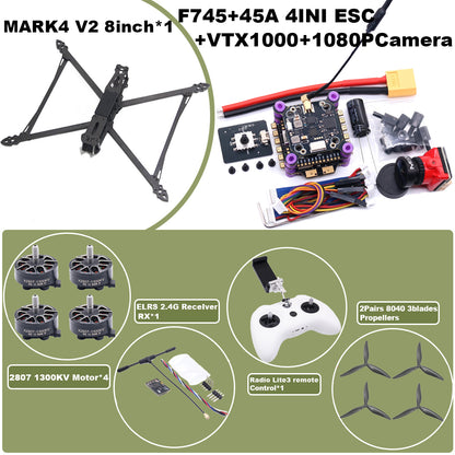 B-CUBE MARK4 V2 8/9/10inch F745 V2 Flight Control 45/60A 4INI ESC rack drone FPV carbon fiber PV Racing Drone Quadcopter Freestyle