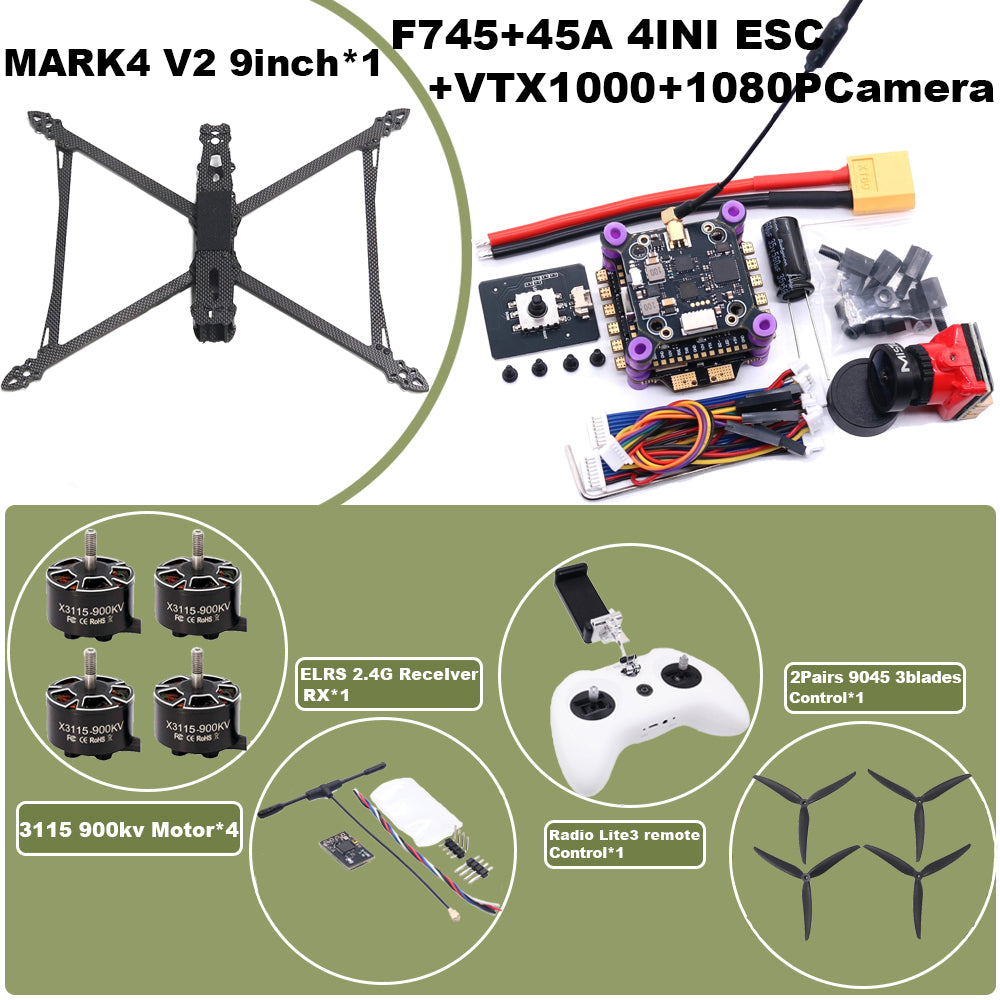 B-CUBE MARK4 V2 8/9/10inch F745 V2 Flight Control 45/60A 4INI ESC rack drone FPV carbon fiber PV Racing Drone Quadcopter Freestyle