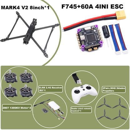 B-CUBE MARK4 V2 8/9/10inch F745 V2 Flight Control 45/60A 4INI ESC rack drone FPV carbon fiber PV Racing Drone Quadcopter Freestyle