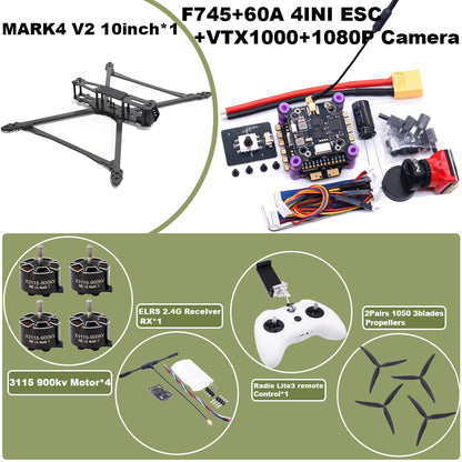 B-CUBE MARK4 V2 8/9/10inch F745 V2 Flight Control 45/60A 4INI ESC rack drone FPV carbon fiber PV Racing Drone Quadcopter Freestyle