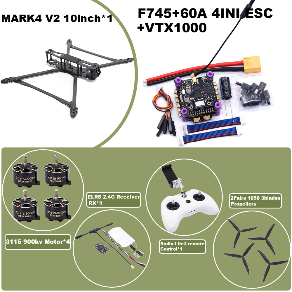 B-CUBE MARK4 V2 8/9/10inch F745 V2 Flight Control 45/60A 4INI ESC rack drone FPV carbon fiber PV Racing Drone Quadcopter Freestyle