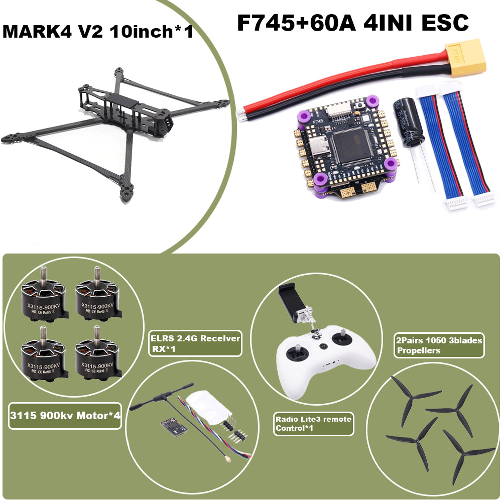 B-CUBE MARK4 V2 8/9/10inch F745 V2 Flight Control 45/60A 4INI ESC rack drone FPV carbon fiber PV Racing Drone Quadcopter Freestyle