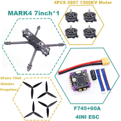 B-CUBE MARK4 7inch F745 V2 Flight Control 45/60A 4INI ESC rack drone FPV carbon fiber PV Racing Drone Quadcopter Freestyle