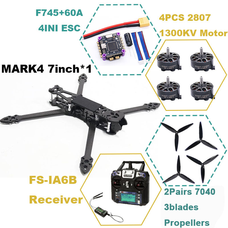 B-CUBE MARK4 7inch F745 V2 Flight Control 45/60A 4INI ESC rack drone FPV carbon fiber PV Racing Drone Quadcopter Freestyle