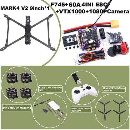 B-CUBE MARK4 V2 8/9/10inch F745 V2 Flight Control 45/60A 4INI ESC rack drone FPV carbon fiber PV Racing Drone Quadcopter Freestyle