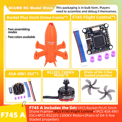 B-CUBE Rocket PLUS 5inch FPV Drone Frame Kit Carbon Fiber Racing Quadcopter Freestyle INAV Beatflight F722 Ardupilot Flight Control